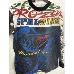 Vintage 90s Spalding Graphic Shirt, Basketball All-Over Print, Youth‎ M 12-14